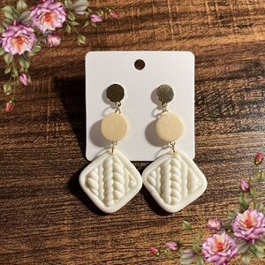 Beige Vintage‎ Earrings Woven Handmade Earrings Geometric Polymer Clay